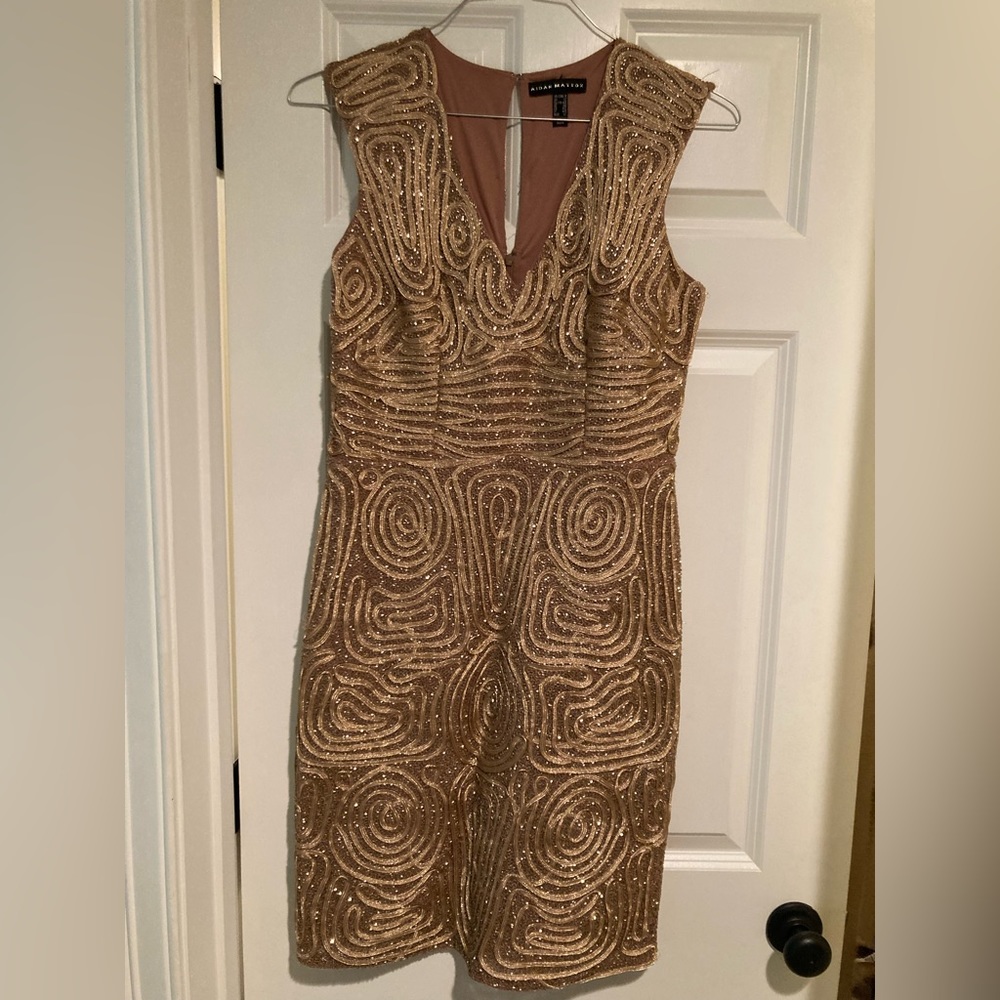 Aidan Mattox sequin gold dress size 8. Worn once.